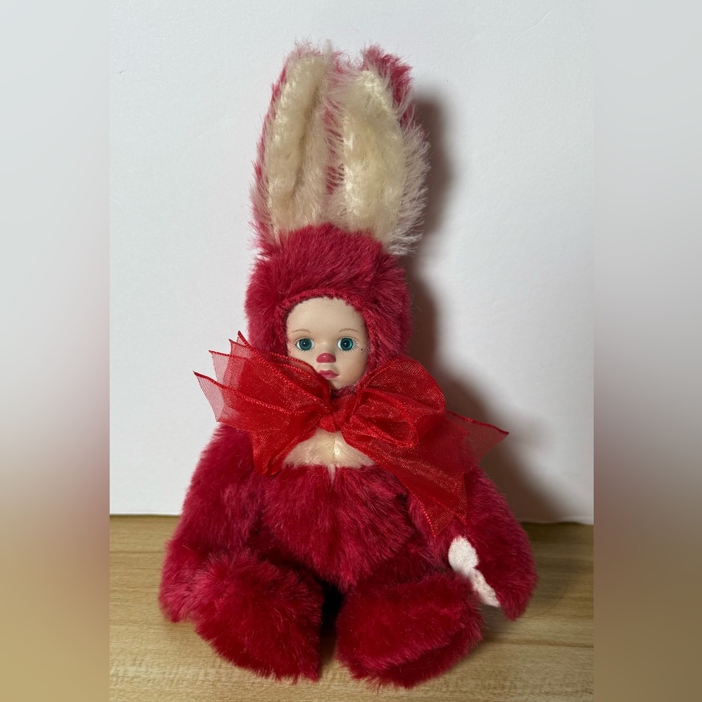 MARIE OSMOND CRAN-BUNNY BIT-O-BUNNY SERIES CRANBERRY‎ COLORED MOHAIR DOLL